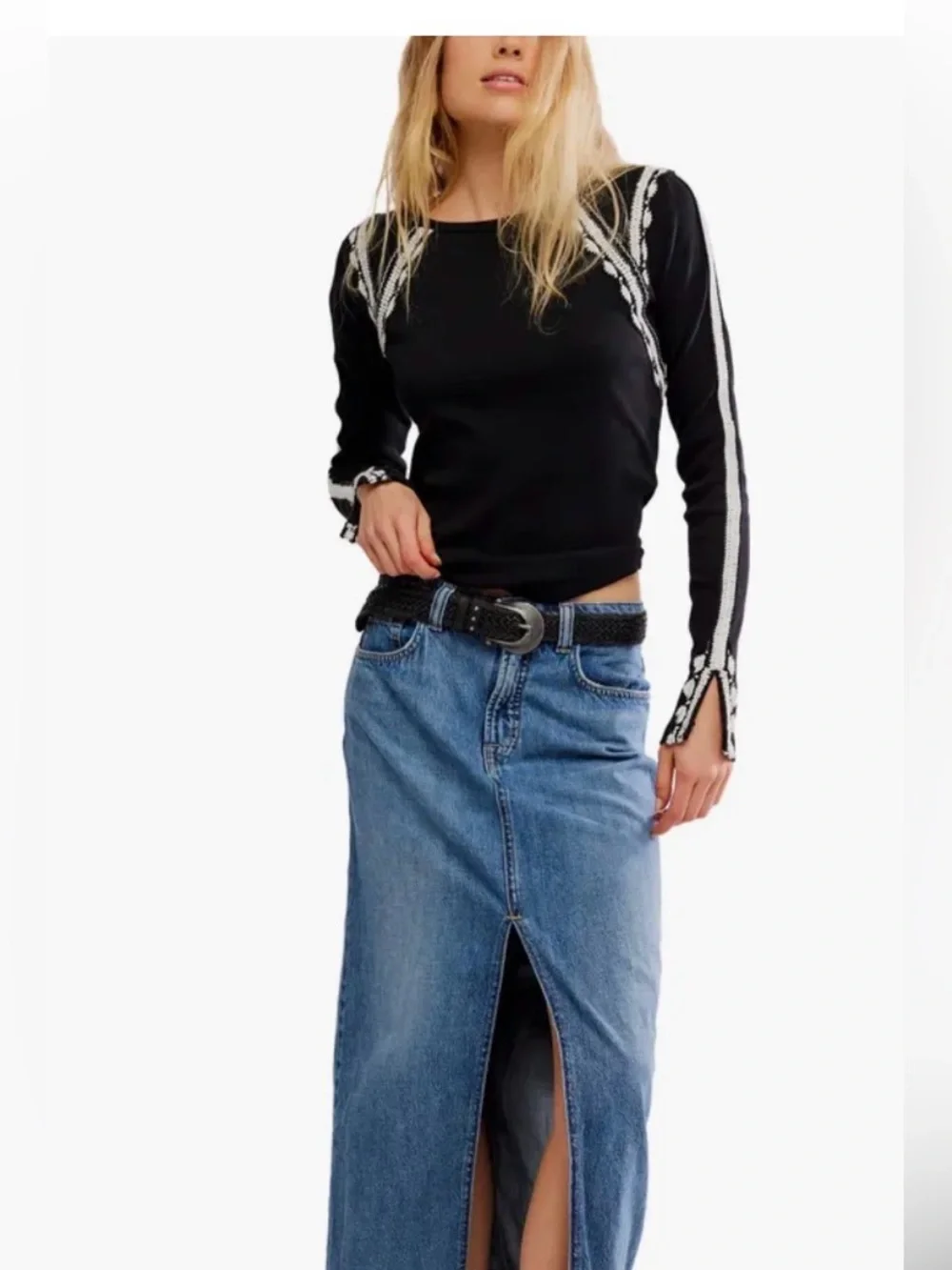 Free people Lost Love Long-Sleeve Top. NWT. Black